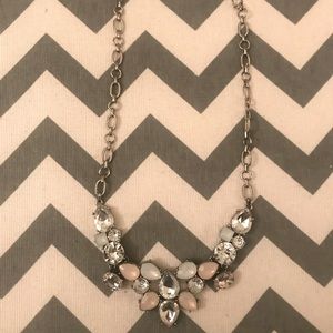 Loft Silver Statement Necklace - White and Blush stones